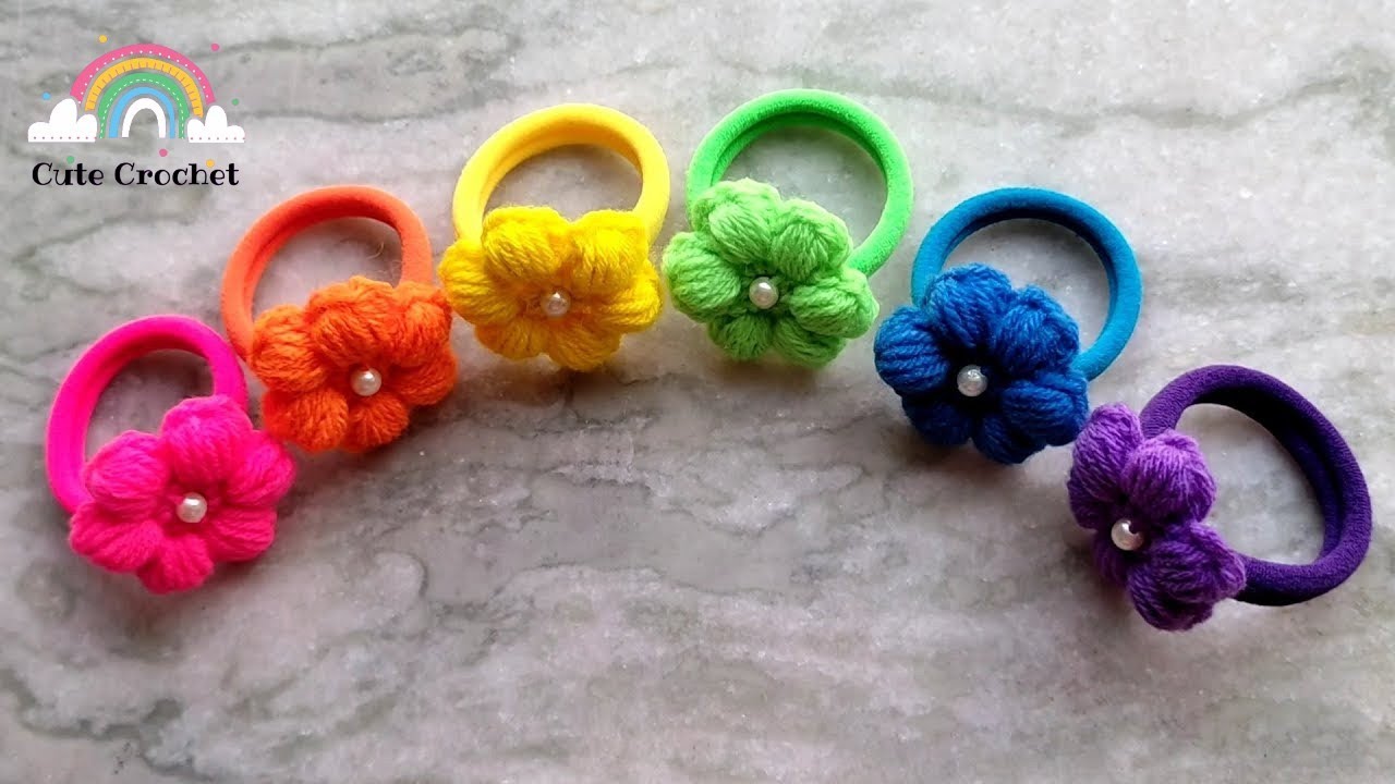 Easy Crochet Flower Hair Ties || Beginning Crochet Projects🌸