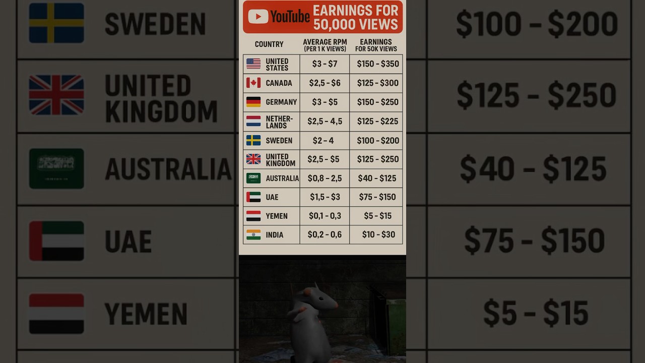 How Much Does YouTube Pay for 50,000 Views? (By Country 🌎💰)&rdquo;