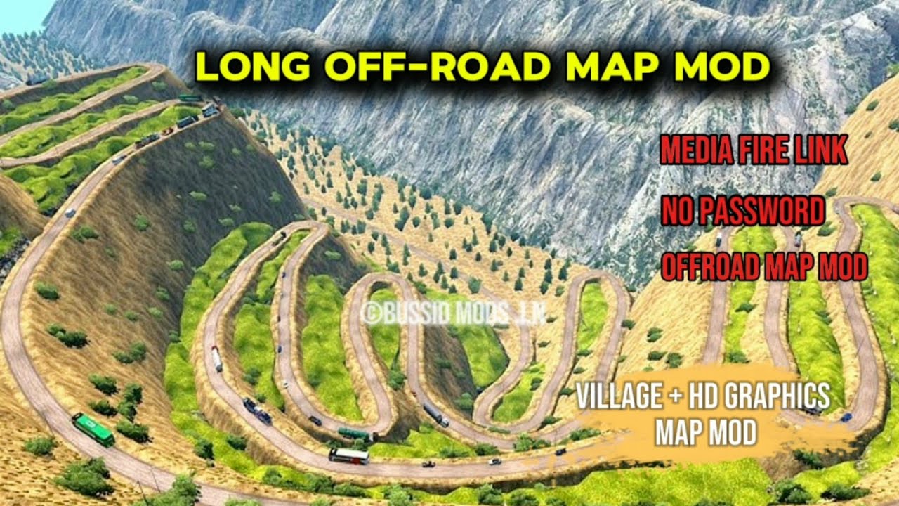 Download New Long Village Type Offroad Map Mod || Bussid Mods .I.N