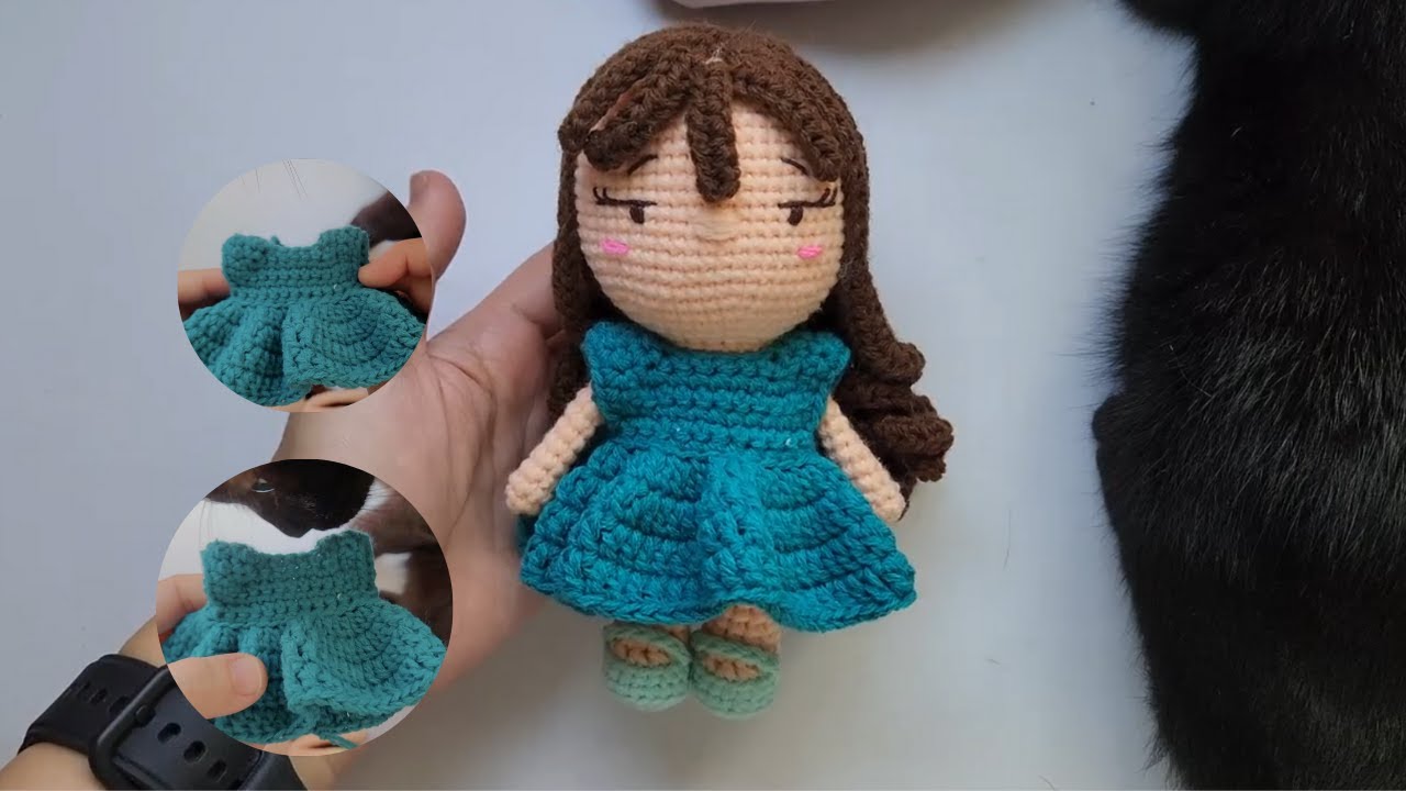 Amigurumi Clothes: Crochet blue doll dress/ amigurumi dress