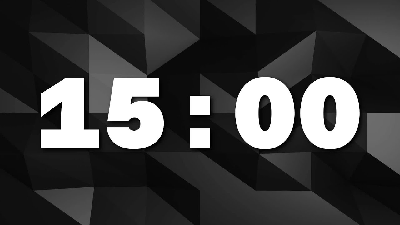 [ 15:00 ] Silent Countdown Timer | Black Geometric Background