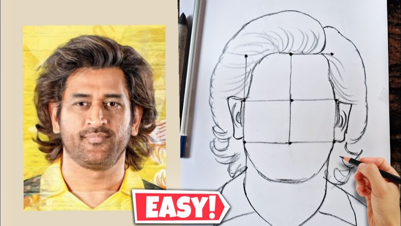 CSK MS Dhoni drawing | MS Dhoni outline drawing #csk #ipl #drawing