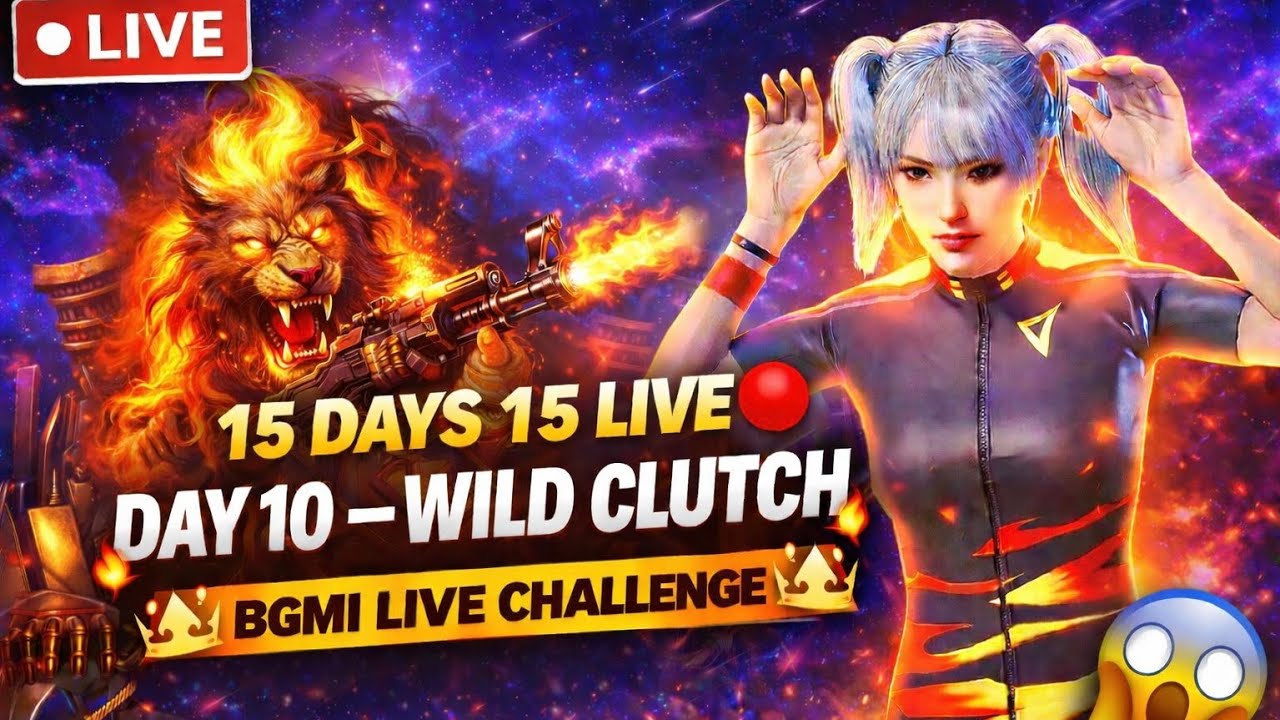DAY 10 • Fire Clutch | BGMI Live Challenge ❤️‍🔥🔴🤩