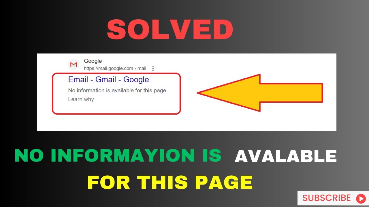 Solved: No information is available for this page [100% working]