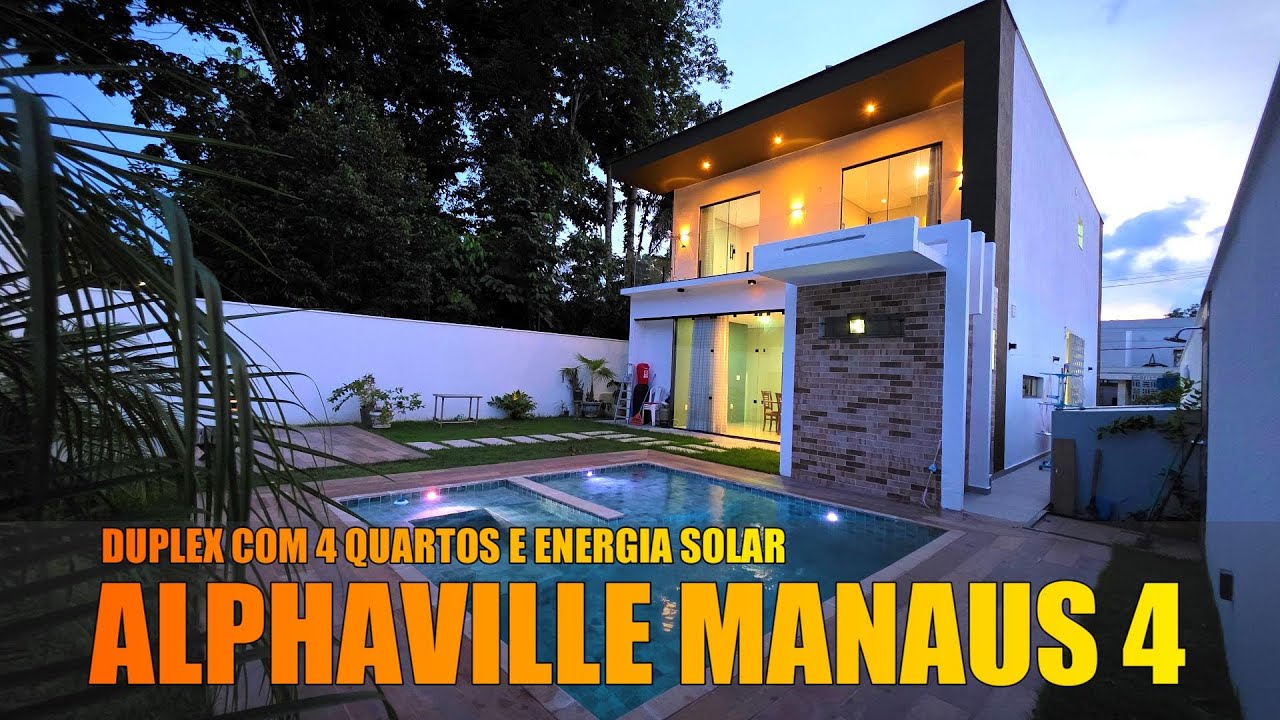 Alphaville Manaus 4, Casa duplex com 4 quartos, Espaço de lazer com piscina com cascata e hidro