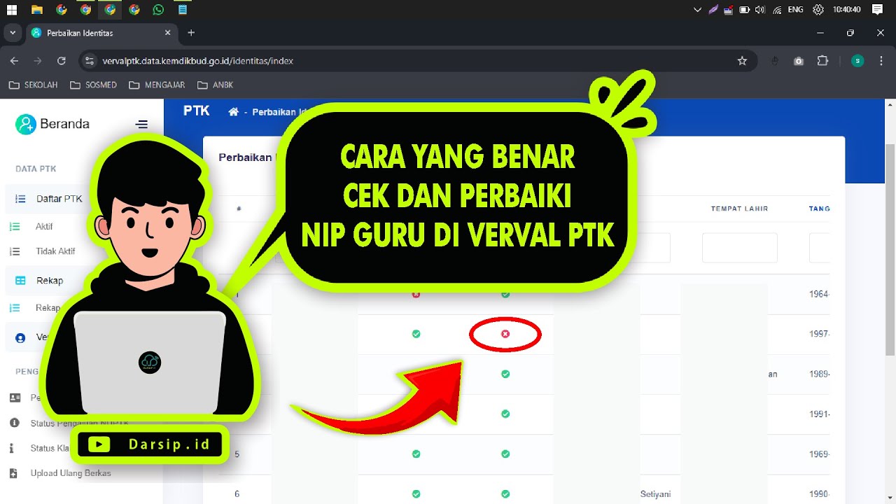 PERBAIKI ATAU TAMBAH NIP KE DALAM VERVAL PTK