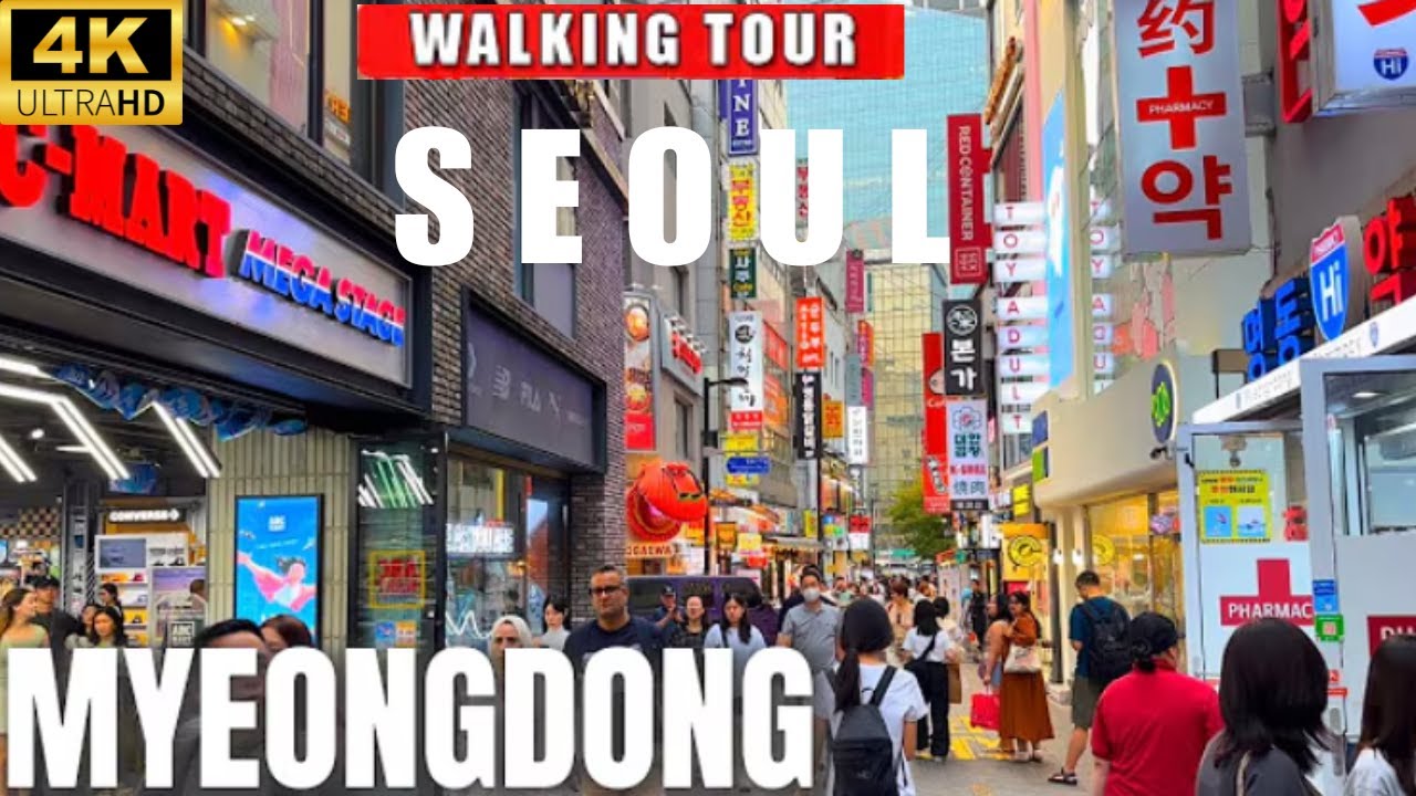 Myeongdong Shopping Street Walk Tour (Korea - 4K HD)