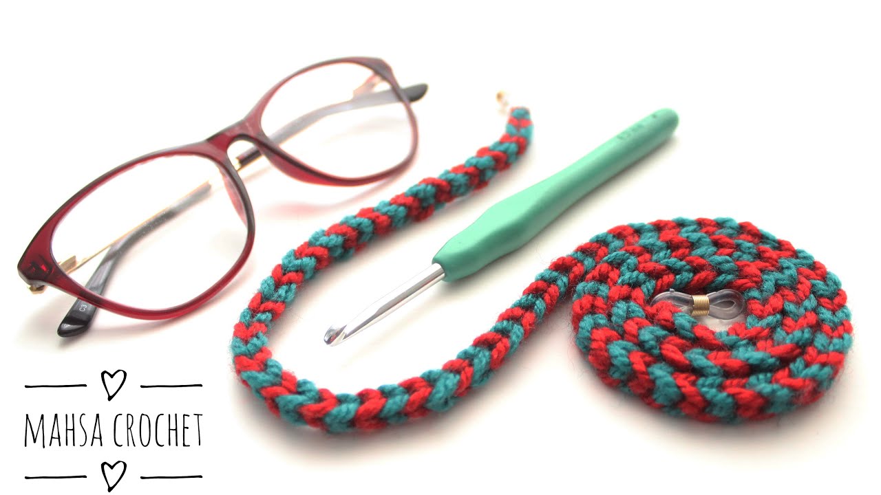 با دو رنگ کاموا بند عینک بباف The most beautiful I-cord that I made | Mahsa Crochet