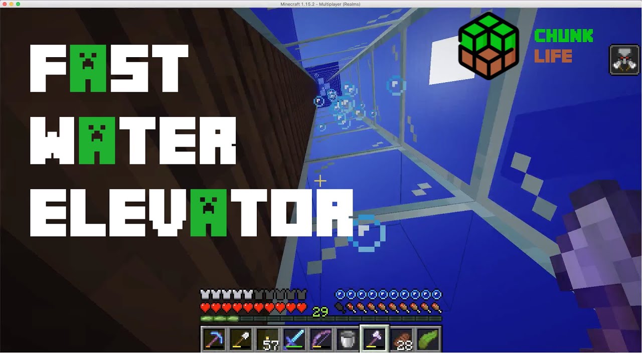 Minecraft - How to make a fast water elevator with kelp