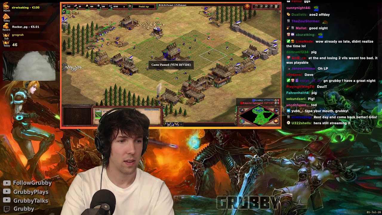 Meccha Chameleon w/ friends, later WC3 & AoE2 - LIVE - Grubby - 01-July-2026 2