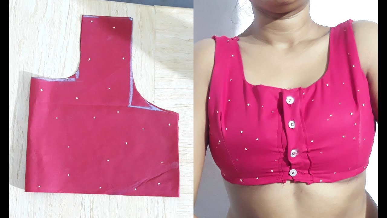 Full Coverage Front Button Bra Cutting and Stitching | फ्रंट बटन ब्लाउज ब्रा