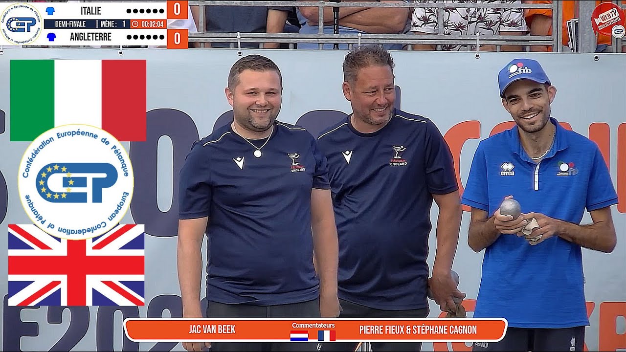 Demi-finale ITALIE vs ANGLETERRE Championnat d'Europe doublette à pétanque 2022 au Pays-Bas