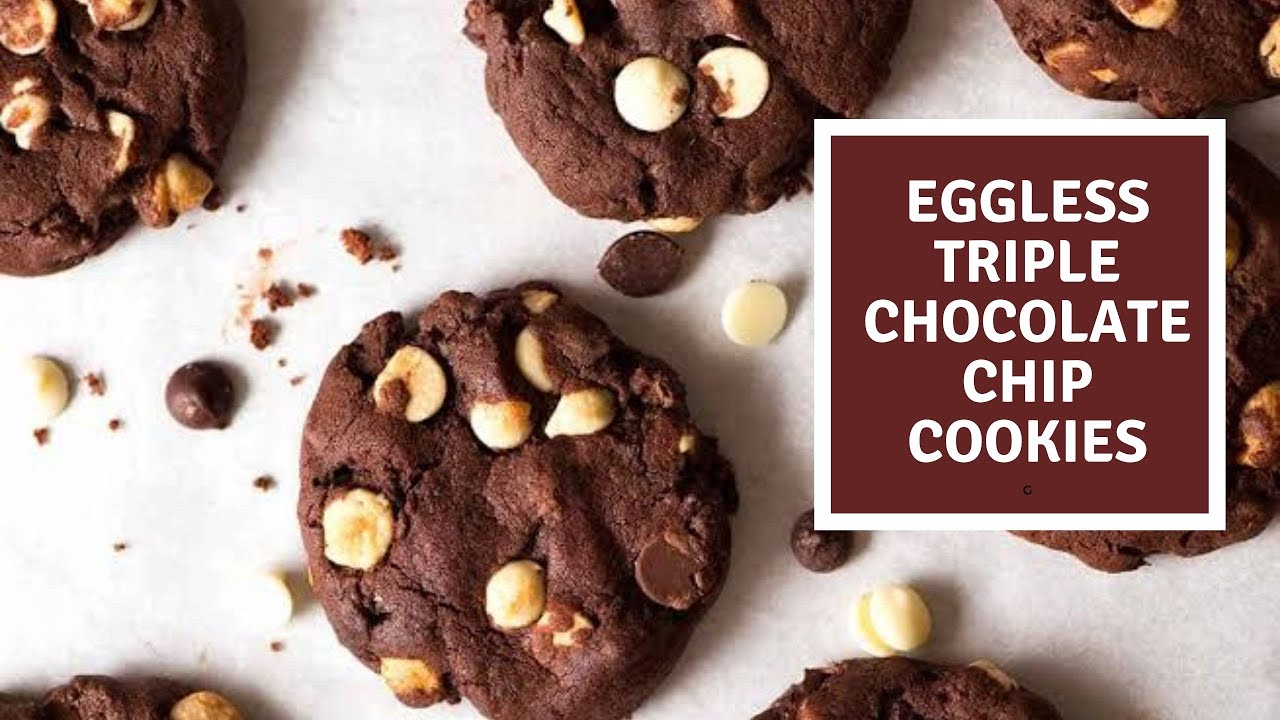 EGGLESS TRIPLE CHOCOLATE CHIP COOKIES | SUPER CHOCOLATY | SUPER EASY TO MAKE AT HOME |
