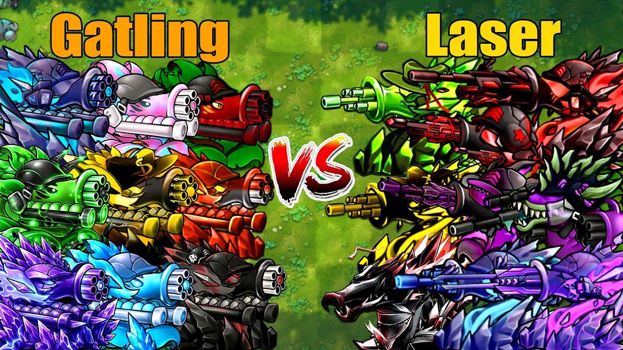 PVZ 1 Fusion 3.8 Challenge!! Team Gatling VS Team Laser VS 300 Zombie Random - Who Will Win?