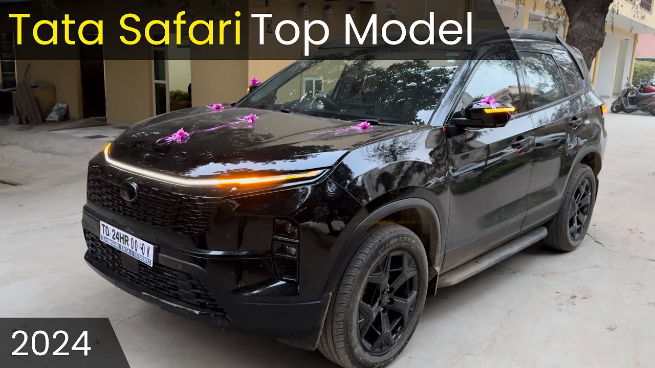 Tata Safari 2024 | top model | accomplished plus | dark edition | black colour | Hindi Review |