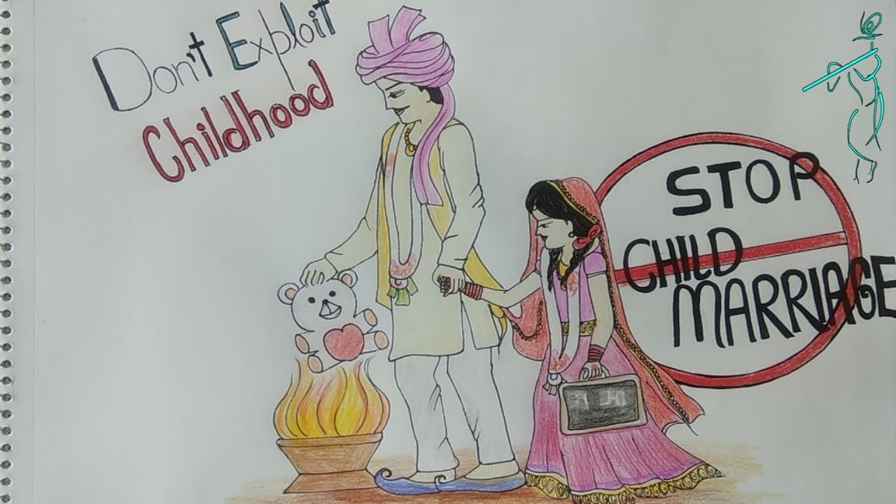 How to draw stop chield marriage drawing step by step || project for social issues