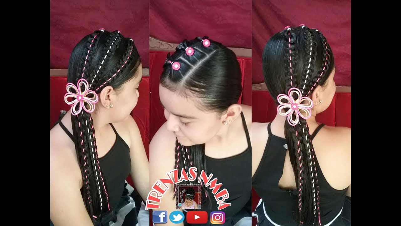 PEINADO PARA NIÑAS/ TRENZA GUSANO DE 4 Y BOTONES/ PARA FIESTAS O PARA COLEGIO/ TRENZAS NMBA