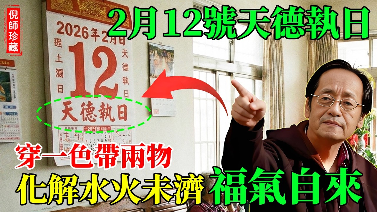 倪海廈：2月12號「天德執日」！倪師親授：「金水防護陣」，這天只需兩物+身穿這一色，化解火水未濟！擋災又招財！#倪海廈 #天德執日 #五行穿衣 #化解災難 #易經風水 #犯太歲 #金水防護陣
