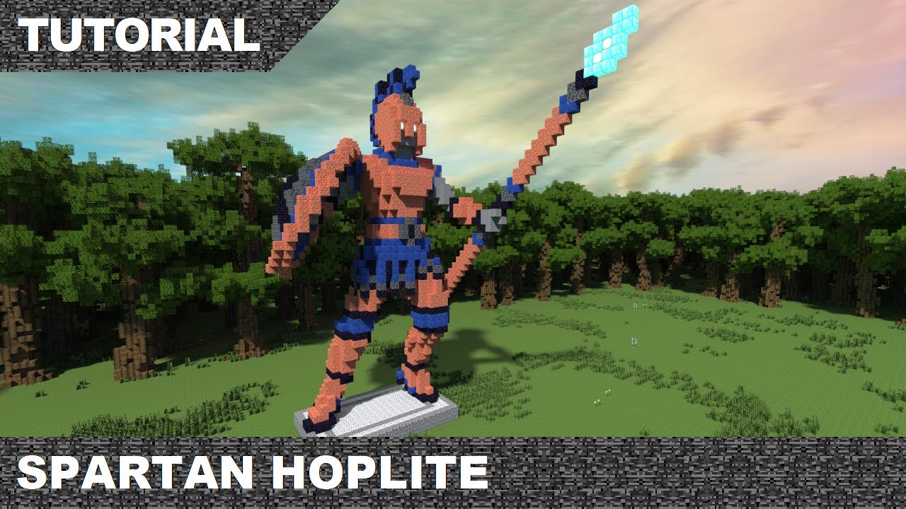 Minecraft Spartan Hoplite Statue Tutorial & Download block by block timelapse