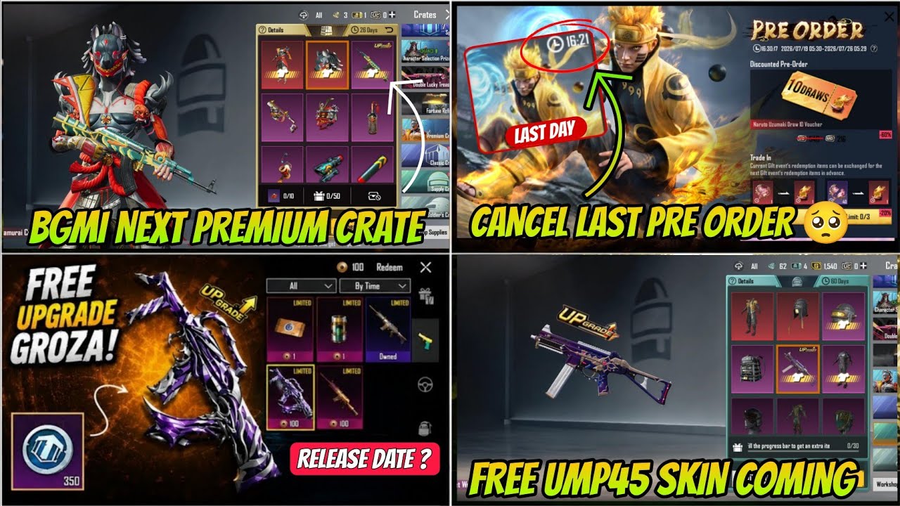 OH 😱 NO MORE PRE-ORDER  | FREE 350 LUCKY COINS + UPGRADE GROZA SKIN | BGMI NEXT PREMIUM CRATE LEAKS