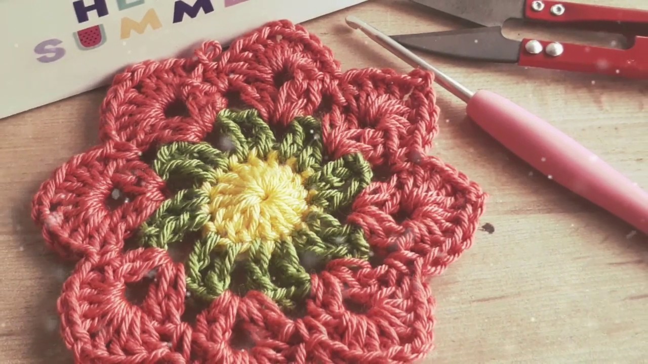 Flor de 8 pétalos crochet