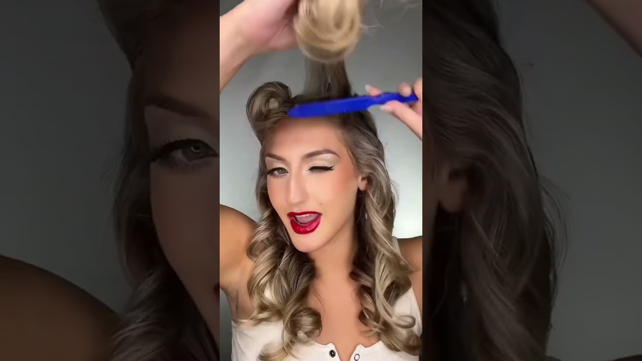 40/50&rsquo;s inspired hair tutorial&hearts;️ #hairtutorial #hairstyle #vintagestyle #beautytutorial
