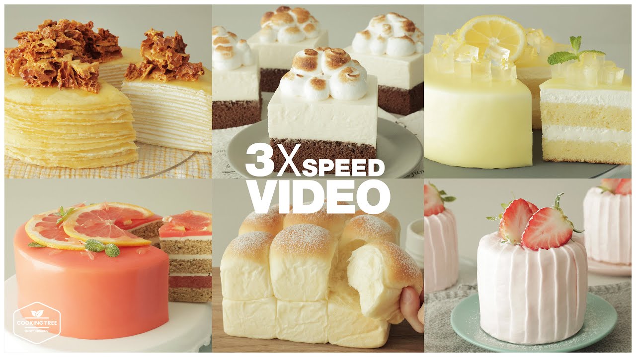 #133 3x Speed 케이크 디저트 베이킹 영상 | Cake Dessert Baking Video | Cheesecake, Bread, Crepe | Cooking tree