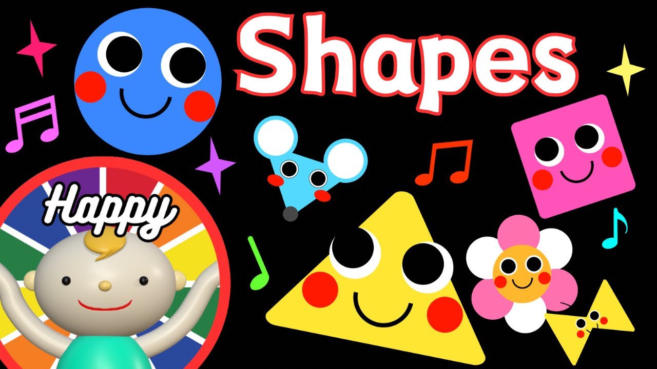 Baby Sensory.【Shapes】🟡▲🟥 High contrast animation with cute sounds. Calm baby. ＃BabySensory