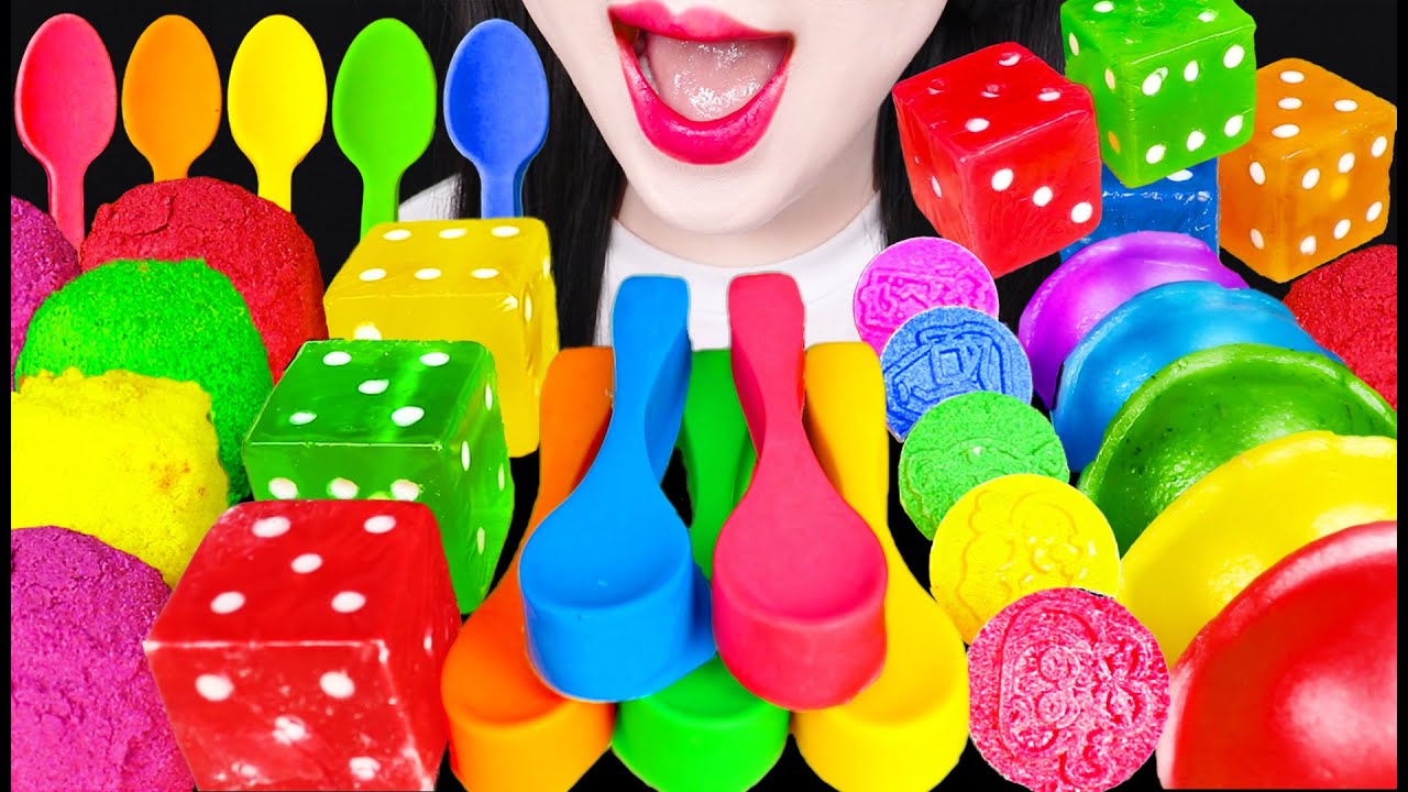 ASMR RAINBOW DESSERTS EDIBLE STAMP 도장 사탕 먹방 MUKBANG