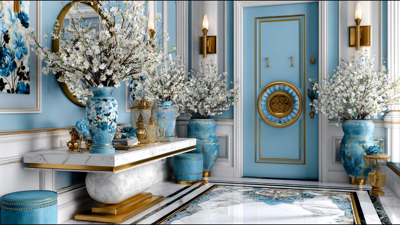 Luxury Spring Entryway Style 2026 | Martha Stewart Parisian Blue & Gold Elegance
