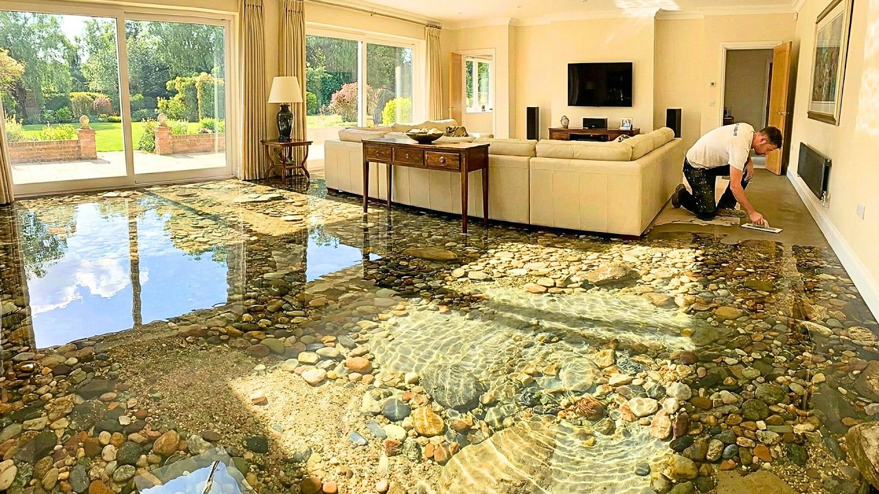 Top 7 Realistic Stream Epoxy Flooring Ideas with Pebble Stones and Moving Water Illusion
