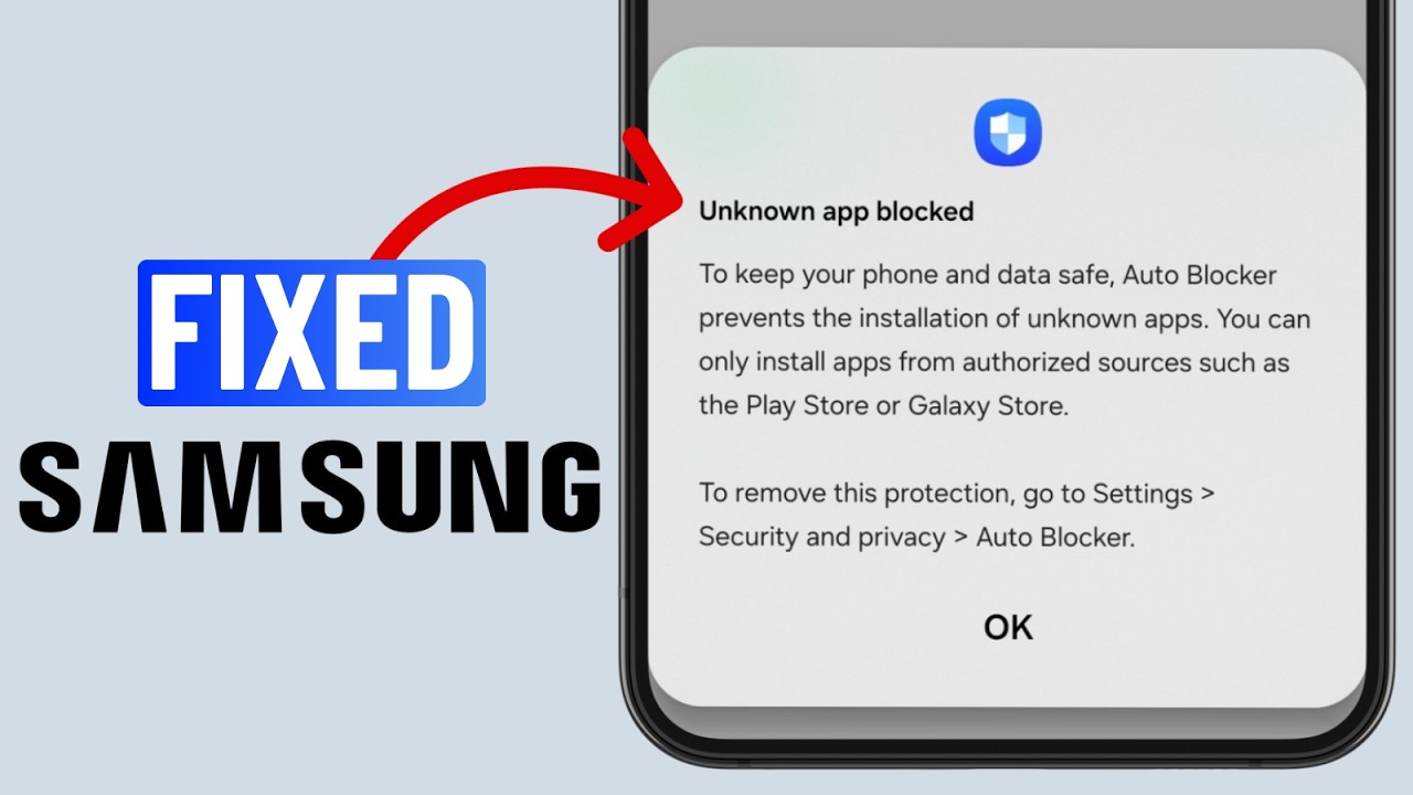 Устраните проблему «Неизвестное приложение заблокировано» на телефоне Samsung.