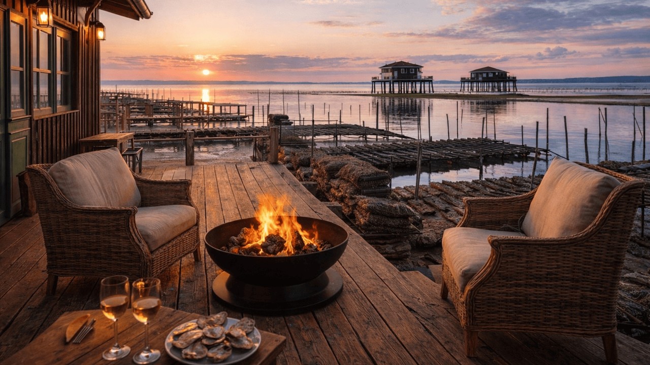 Cozy French Oyster Cabin in Arcachon Bay 🔥🦪 10 Hour Tchanquée Cabins & Fireplace for Study and Relax