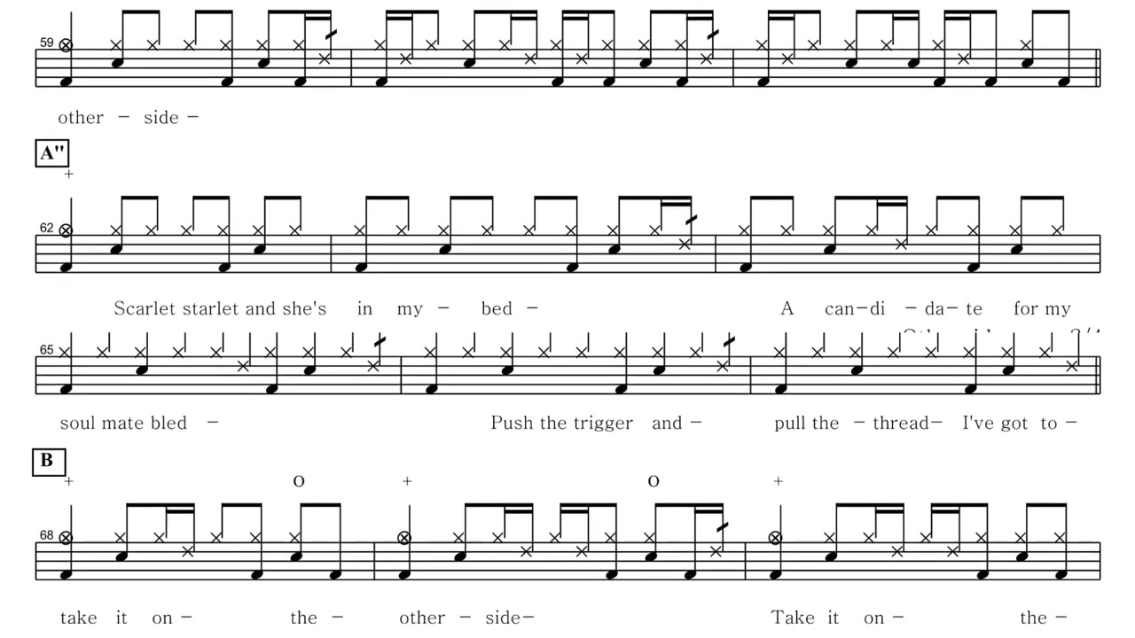 Red Hot Chili Peppers-Otherside | Drum Score, Drum Sheet Music, DRUM Transcription