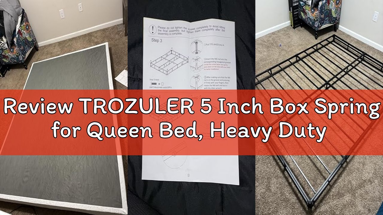 Review TROZULER 5 Inch Box Spring for Queen Bed, Heavy Duty Metal Mattress Foundation, 3000 lbs Capa