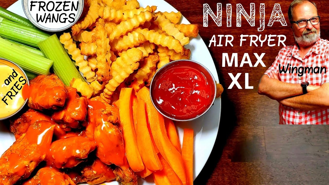 NINJA AIR FRYER MAX XL BUFFALO WINGS & FRIES From FROZEN | MAX CRISP TECHNOLOGY Demo Review WINGMAN