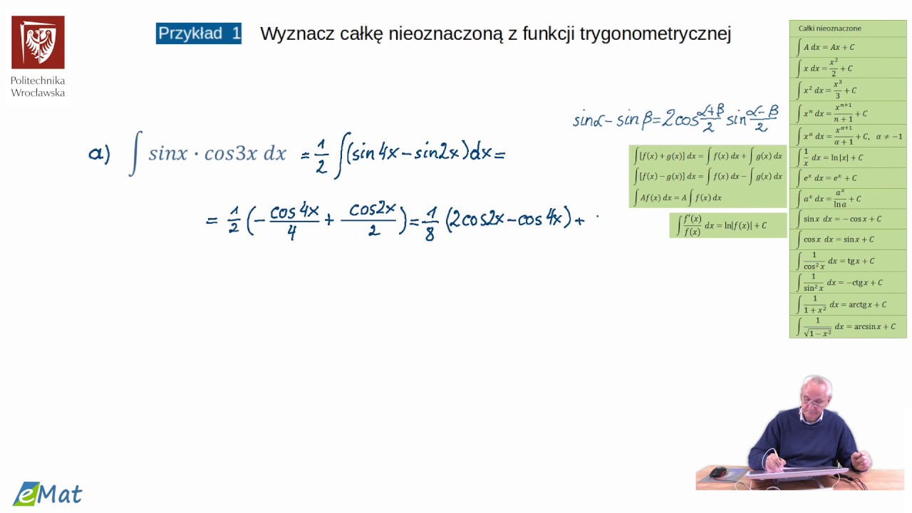 odc. 35  Całka nieoznaczona - całkowanie funkcji trygonometrycznych