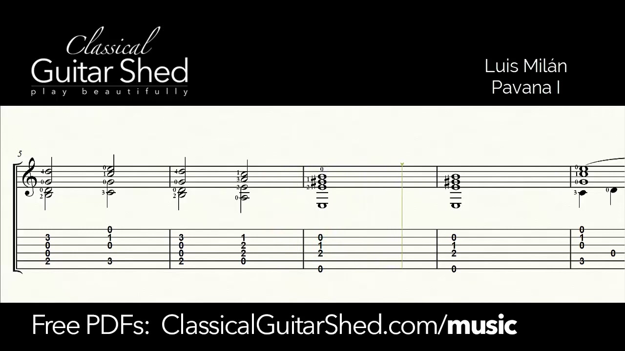 Milan: Pavana I - Free Classical Guitar Sheet Music