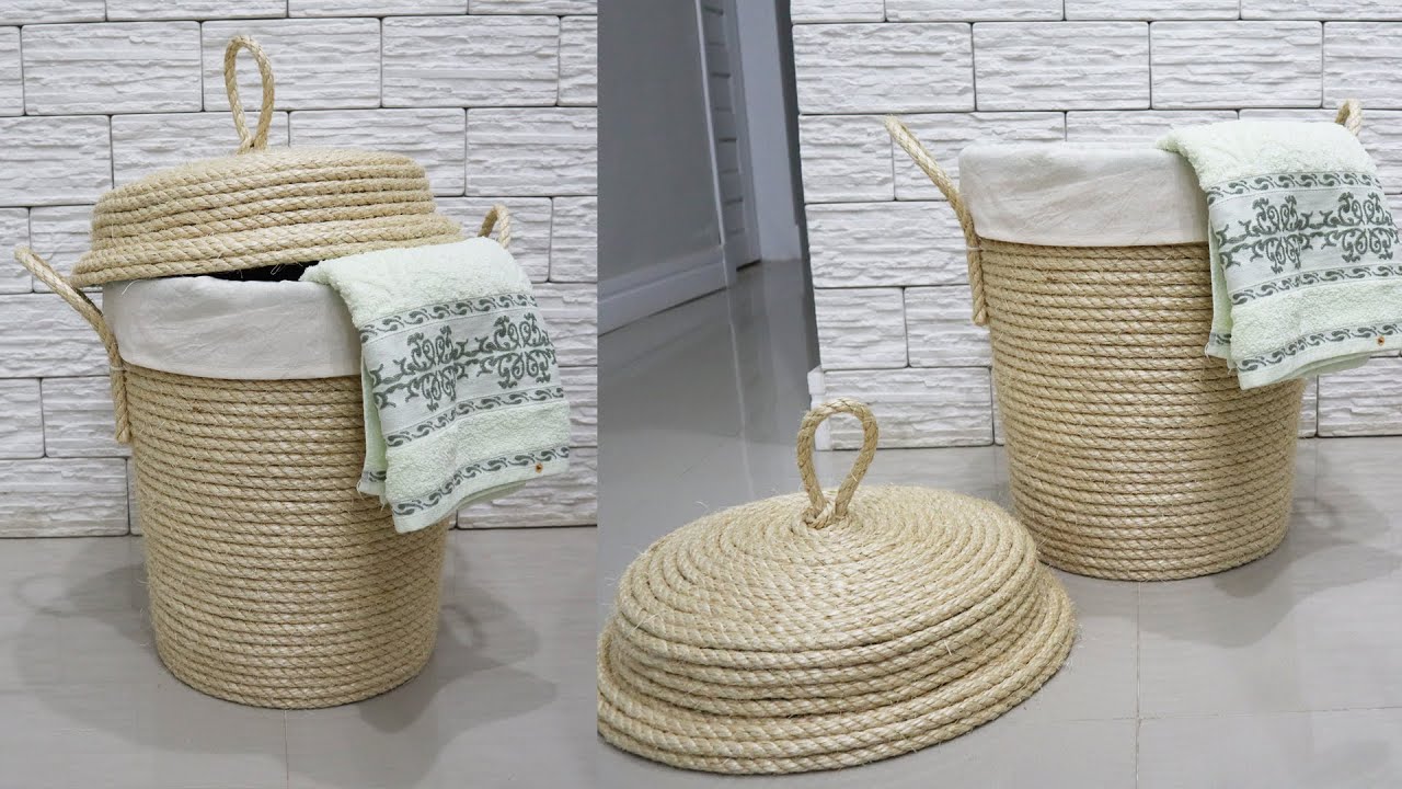 FAÇA VOCÊ MESMO CESTO COM CORDA SISAL LINDO E FÁCIL