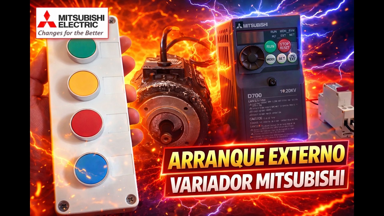 Arranque externo con botones de variador Mitsubishi (Selección multiple velocidad y enclavamiento)