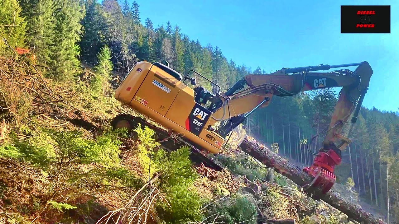 CAT 323F mit Top Fahrer im Steilhang ◇  CAT 323F in Forest ◇ KEIN LEHRVIDEO für Baggerfahrer 😉
