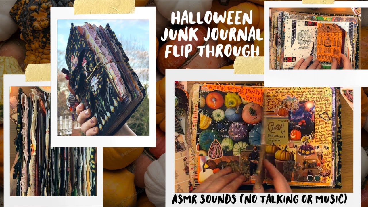Chunky Junk Journal Flip Through | ASMR | Handmade Halloween Journal Challenge | No Music or Talking