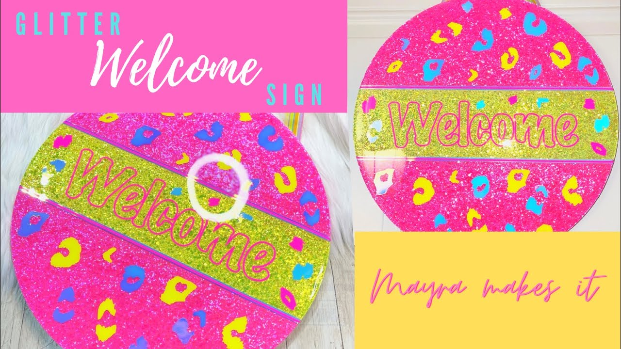 Glittered front door sign