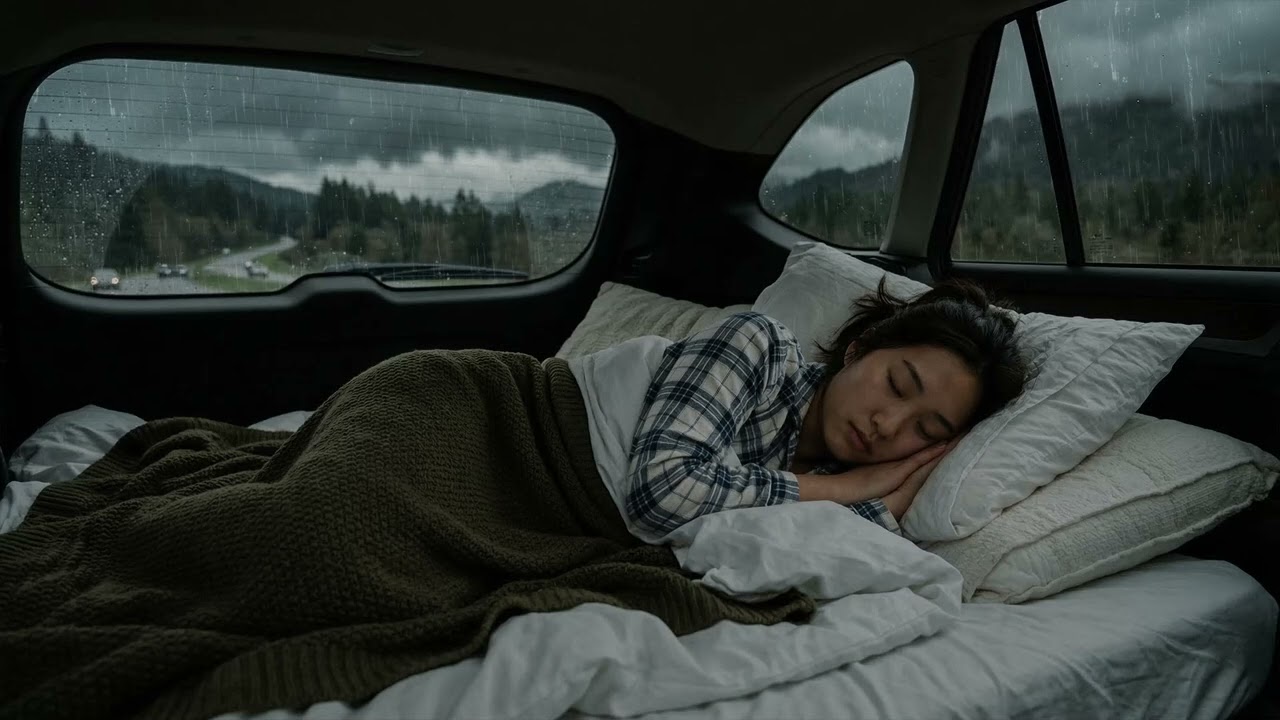 Steady Rain 🌧️ Drumming On The Car Roof While Blurred City Lights Drift Past Window 🚗