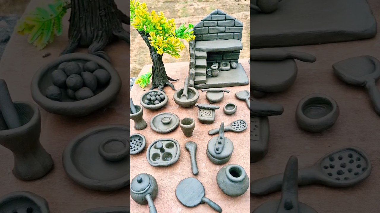 diy amazing technique make handmade kitchen set with clay/polymer clay new kitchen set