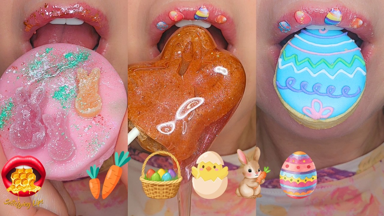 Satisfying ASMR Eating Easter Treats Cookies Chocolate Eggs