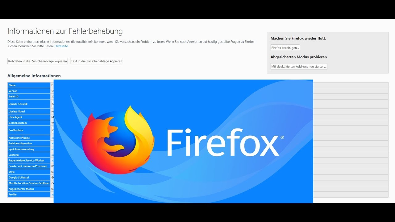 Firefox Probleme beheben durch bereinigen | Einstellungen zurücksetzen.