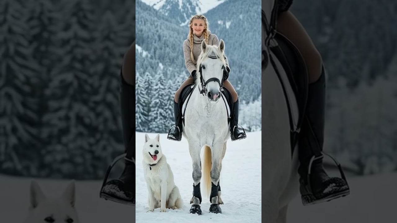 #austria🇦🇹 #beautiful #girl #riding #pony wearing #sweater #breeches #boots #dog #ai #horsegirl