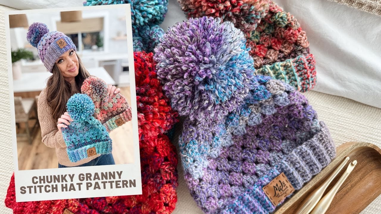 Easy Chunky Granny Stitch Hat Crochet Pattern - Beginner Friendly!