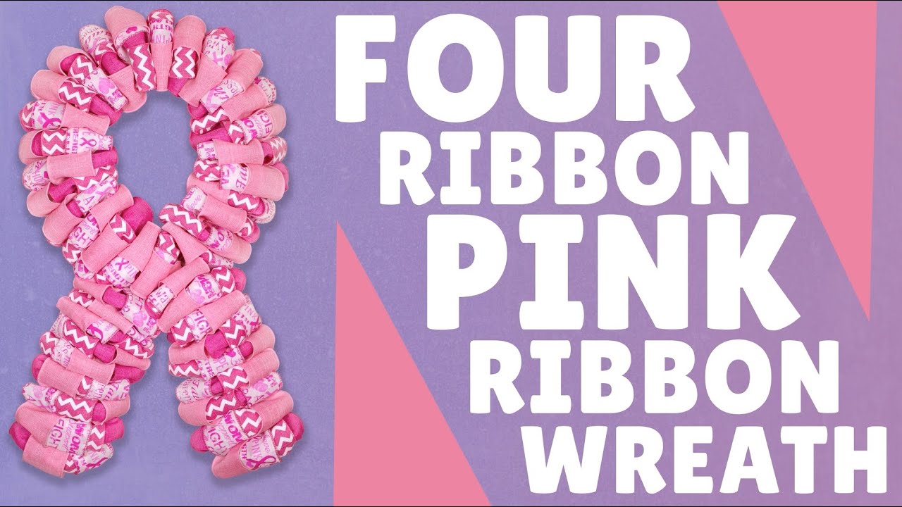 Four Ribbon Pink Ribbon Wreath